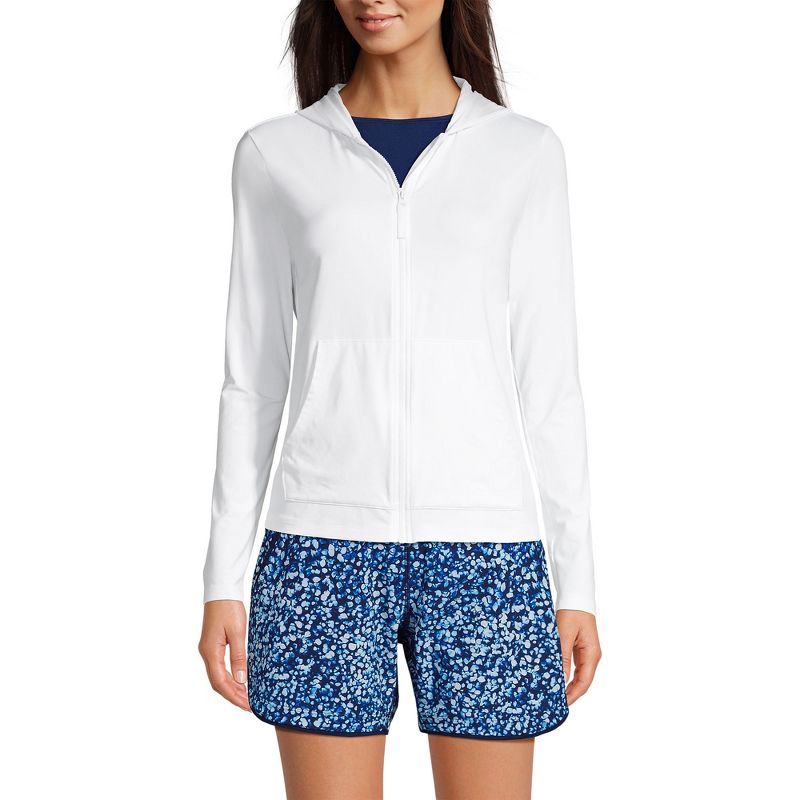 Lands' End Women's Hooded Full Zip Long Sleeve Rash Guard UPF 50 Cover-up, 1 of 8