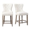WestinTrends 24" Tufted Upholstered Velvet Bar Stool with Metal Footrest (Set of 2) - 4 of 4