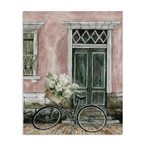 Stupell Industries Spring Bicycle Lush Floral Bouquet Vintage City Architecture, 16" x 20" - 1 of 4