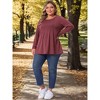 Women's Plus Size Pleated Crew Neck Long Sleeve Soft Casual Tunic T-Shirt - Agnes Orinda - 3 of 4