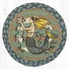 Earth Rugs Mermaid Printed Round Trivet – 10"x10" Braided Jute Mat with Coastal Fantasy Ocean Design - 2 of 3