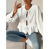 Coolmee Women's Tie Front Peplum Tops Blouse Dressy Casual Bow Long Sleeve Shirts Crop Top - 4 of 4