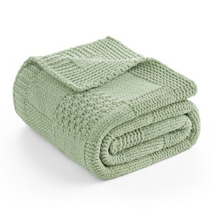 Chenille Knit Throw Blanket ，Soft Checkered Texture for Sofa, Bed, and Living Room-Amelie Home - 1 of 4