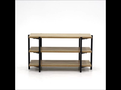 Charter Oak Powder-Coated Metal TV Stand with Shelves
