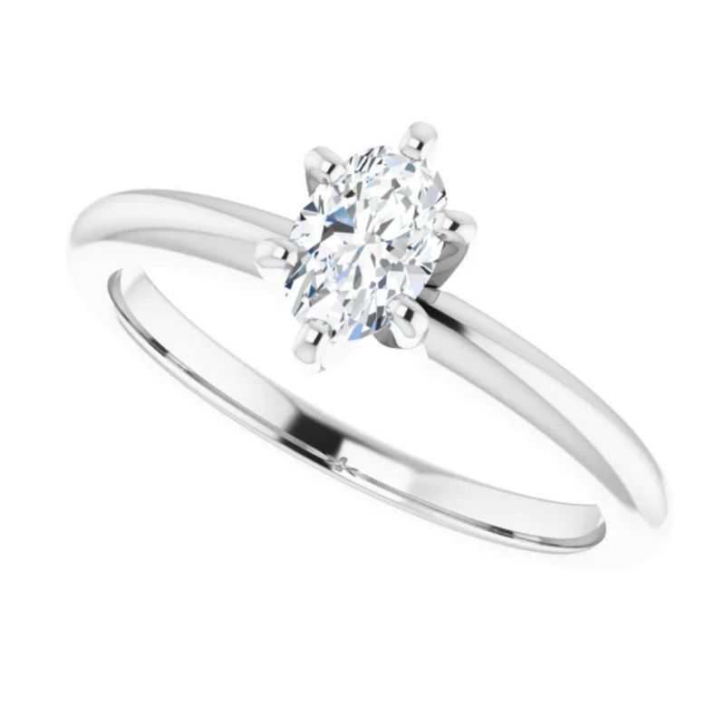 Pompeii3 1/3Ct Oval Lab Created Diamond Solitaire Engagement Ring 14k White Gold, 4 of 6