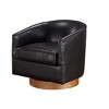 GDFStudio Halden Faux Leather Upholstered Barrel Swivel Chair with Wood Base - 2 of 4