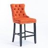 CAVINAS Set of 2 Velvet Upholstered Bar Stools with High Back, Solid Wood Legs, Button Tufted Decoration & Chrome Nailhead Trim - 4 of 4