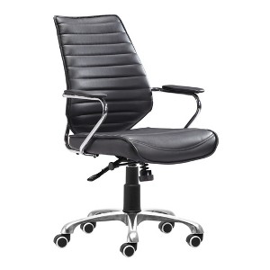 HomeRoots Black and Silver Adjustable Height Swivel Rolling Office Chair - 1 of 4