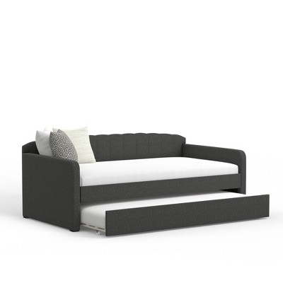 Twin Gray Upholstered Wood Frame Daybed with Tufted Back