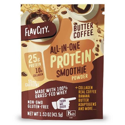 FlavCity Single Serve Protein Smoothie Powder - Butter Coffee - 43.5gms