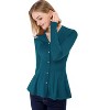 Allegra K Women's Slim Fit V-Neck Long Sleeve Ribbed Pullover Knitted Peplum Sweater - 3 of 4