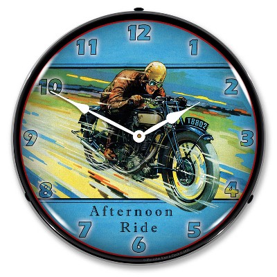 Collectable Sign & Clock | Afternoon Ride LED Wall Clock Retro/Vintage, Lighted