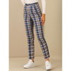 Allegra K Women's Plaid Tartan High Waisted Button Casual Pants - 2 of 4