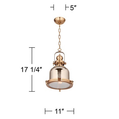 Elida 20'' Antique Brass Modern Mini Glass Bell Jar Pendant