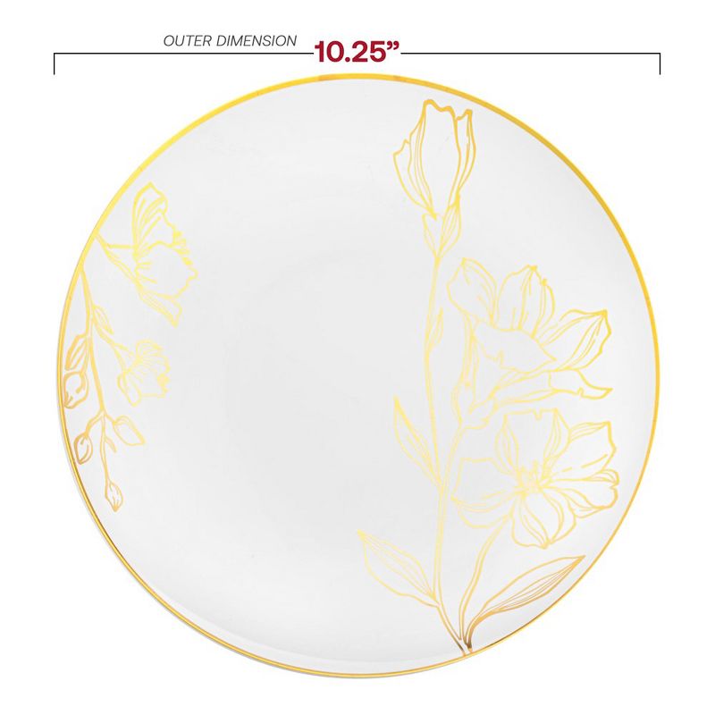 Smarty Had A Party 10.25" White with Gold Antique Floral Round Disposable Plastic Dinner Plates (120 Plates), 2 of 7