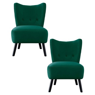 Homelegance Imani Mid Century Modern Velvet Accent Upholstered Living Room Bedroom Lounge Chair, Green (2 Pack)