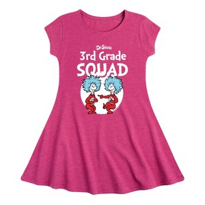 Girls' - Dr. Seuss - 3rd Grade Squad Thing 1 and Thing 2 Fit & Flair Cap Sleeve Dress - 1 of 4