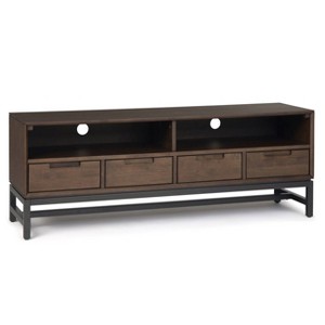 WyndenHall Devlin Mid-Century Low TV Stand for TVs up to 65" Walnut Brown : Hardwood Media Console with Metal Hardware - 1 of 4