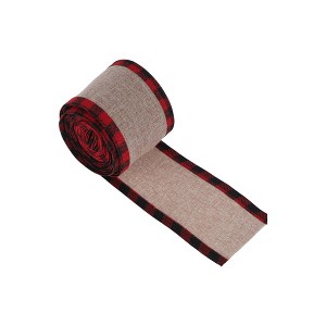 Unique Bargains Gift Wrap Ribbons Faux Linen Black White 179.13"x2.48" 1 Pc - 1 of 4