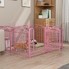 24 inch 8 Panels Metal Dog Pen Pet Dog Fence Outdoor Exercise Pen with Doors Pink - 3 of 4