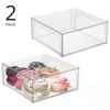 mDesign Plastic Stacking Closet Storage Organizer Bin with Drawer, 2 Pack, Clear - 2 of 4