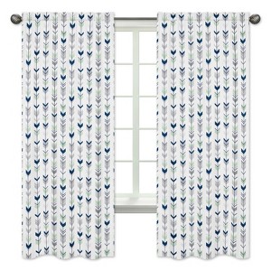 Sweet Jojo Designs Window Curtain Panels 84 in. Mod Arrow Grey and Green - 1 of 4