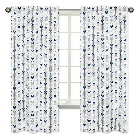 Sweet Jojo Designs Window Curtain Panels 84 in. Mod Arrow Grey and Green - image 1 of 4