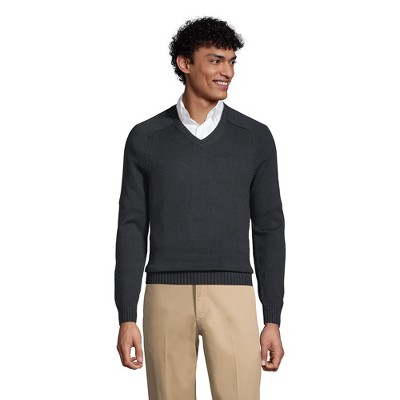 Lands' End School Uniform Men's Cotton Modal V-neck Sweater - Small - Black  : Target