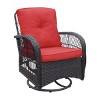 3-Piece Wicker Rocker Swivel Patio Accent Chair Set Of 2,Glass Top Side Table,Modern Arm Chair With Cushion,Patio Chairs Outdoor -Maison Boucle - 4 of 4