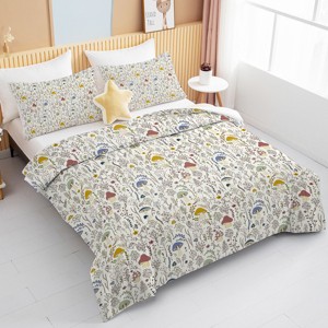 Wikineon 3 Pieces Mushroom Decoration Comforter Set Soft Bedding Set For Home Bedroom Decor Twin Full Queen King Size - 1 of 4