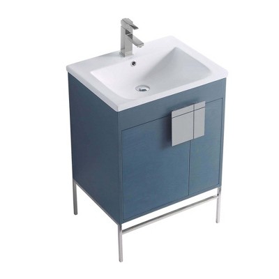 Modern French Blue 24" Bathroom Vanity with Chrome Hardware