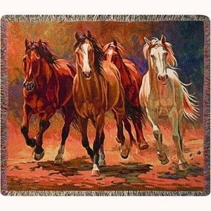 Manual Woodworks and Weavers Horse Themed Cotton Woven Tapestry Throw by Nancy Davidson for Western Homes - 1 of 3