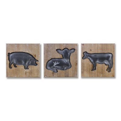 Melrose Farm Animal Plaque (Set of 3)