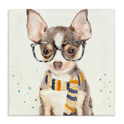 Stupell Industries Hipster Chihuahua Puppy Watercolor, 17" x 17"