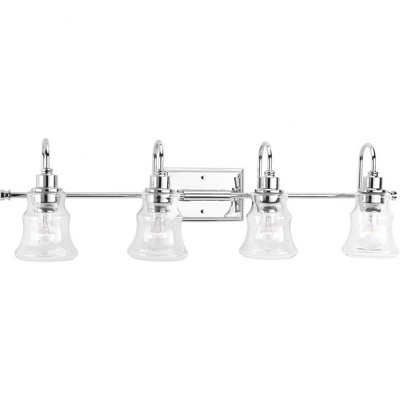 Progress Lighting Litchfield 4-Light Bath Vanity, Polished Chrome, Clear Glass Shades