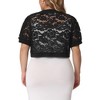 Agnes Orinda Women's Plus Size Short Sleeve Sheer Floral Lace Open Front Cropped Cardigans - 4 of 4