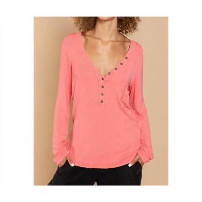 Women's V-Neck Button Down Top - POL