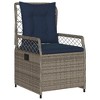 vidaXL Reclining Patio Armchairs 2pcs - Gray Poly Rattan Outdoor Loungers with Adjustable Backrests - Navy Cushions Included for Garden, Deck & More - 4 of 4
