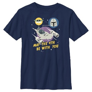 Boy's Star Wars: The Mandalorian May the Fourth Mando and Grogu T-Shirt - 1 of 4