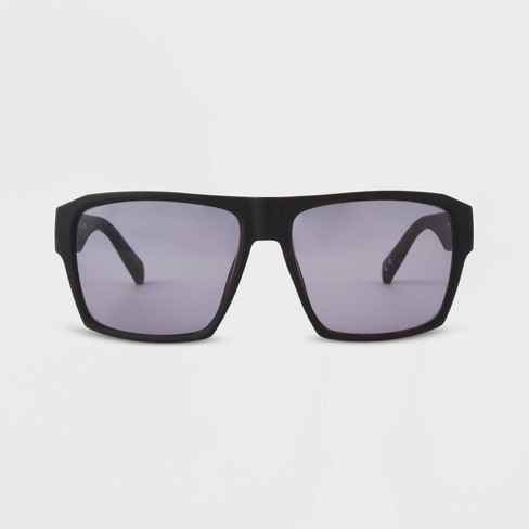 Men's Matte Rubberized Plastic Rectangle Sunglasses - Original Use™ Black