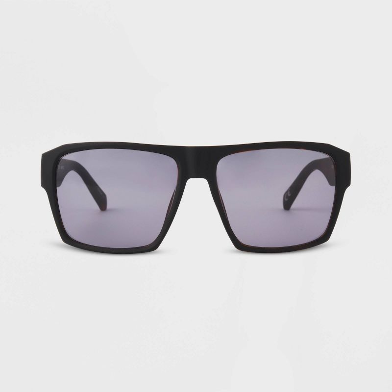 Men&#39;s Matte Rubberized Plastic Rectangle Sunglasses - Original Use&#8482; Black, 1 of 4