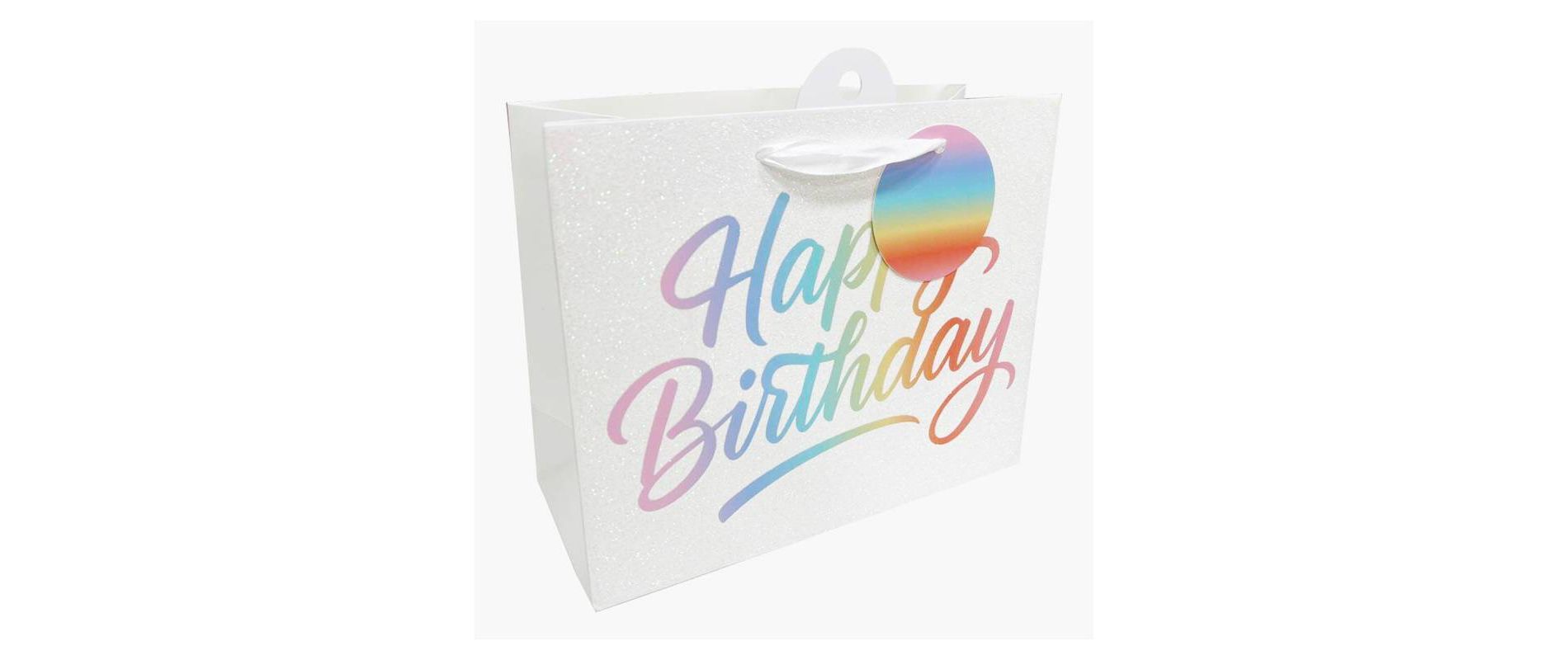 Bows And Sparkles Small 'Happy Birthday' Gift Bag with Tag White