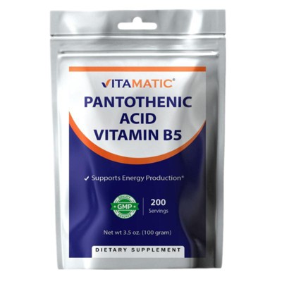 Pantothenic Acid Pure Powder 500 mg per Serving, 100 Grams -Also Called Vitamin B5