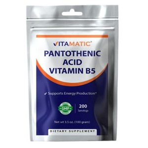Pantothenic Acid Pure Powder 500 mg per Serving, 100 Grams -Also Called Vitamin B5 - 1 of 3