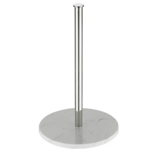 Paper Towel Holder Countertop Standing with Natural Marble Base Spring Arm for Kitchen,Bathroom - 1 of 4