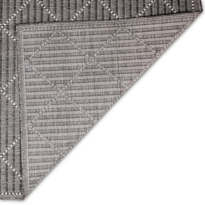Checker Diamond Charcoal 58.5" Synthetic Indoor/Outdoor Rug