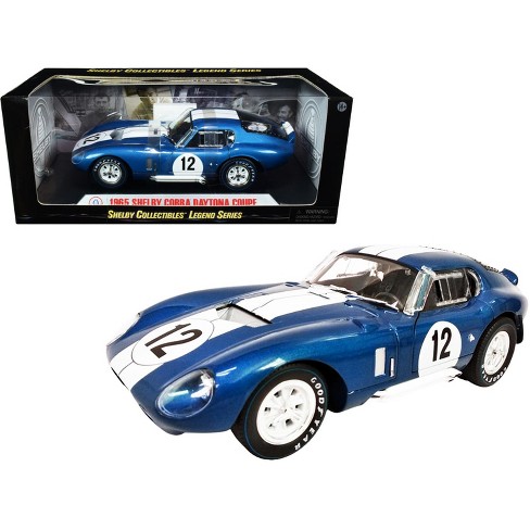 1965 Shelby Cobra Daytona Coupe #12 Blue Metallic with White Stripes 1/18  Diecast Model Car by Shelby Collectibles