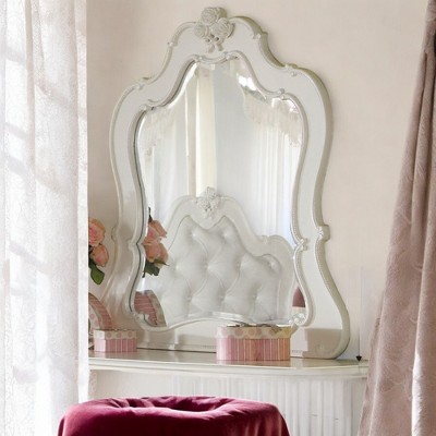 Vynxaria Edalene Pearl White Finish Mirror,A Perfect Fusion of Beauty and Utility,Enhance Interiors Through Decorative Design