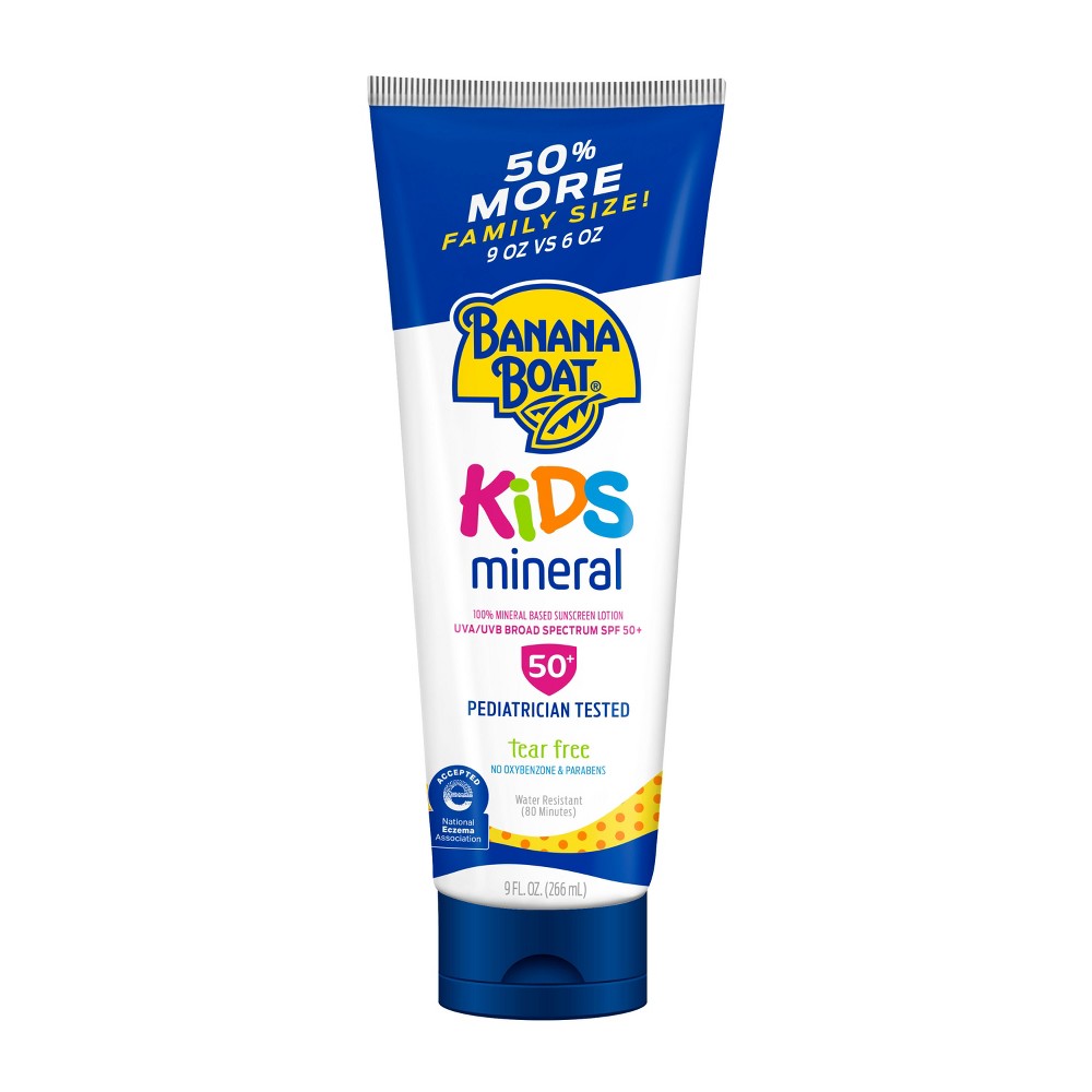 Photos - Sun Skin Care Banana Boat Kids 100 Mineral Sunscreen Lotion - SPF 50 - 9 fl oz