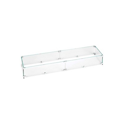 American Fire Glass FG-LCB-48 48 x 6" Glass Fire Table Wind Guard Flame Shield with 3/16" Inch Thick Panels for Linear Natural Gas or Propane Firepits